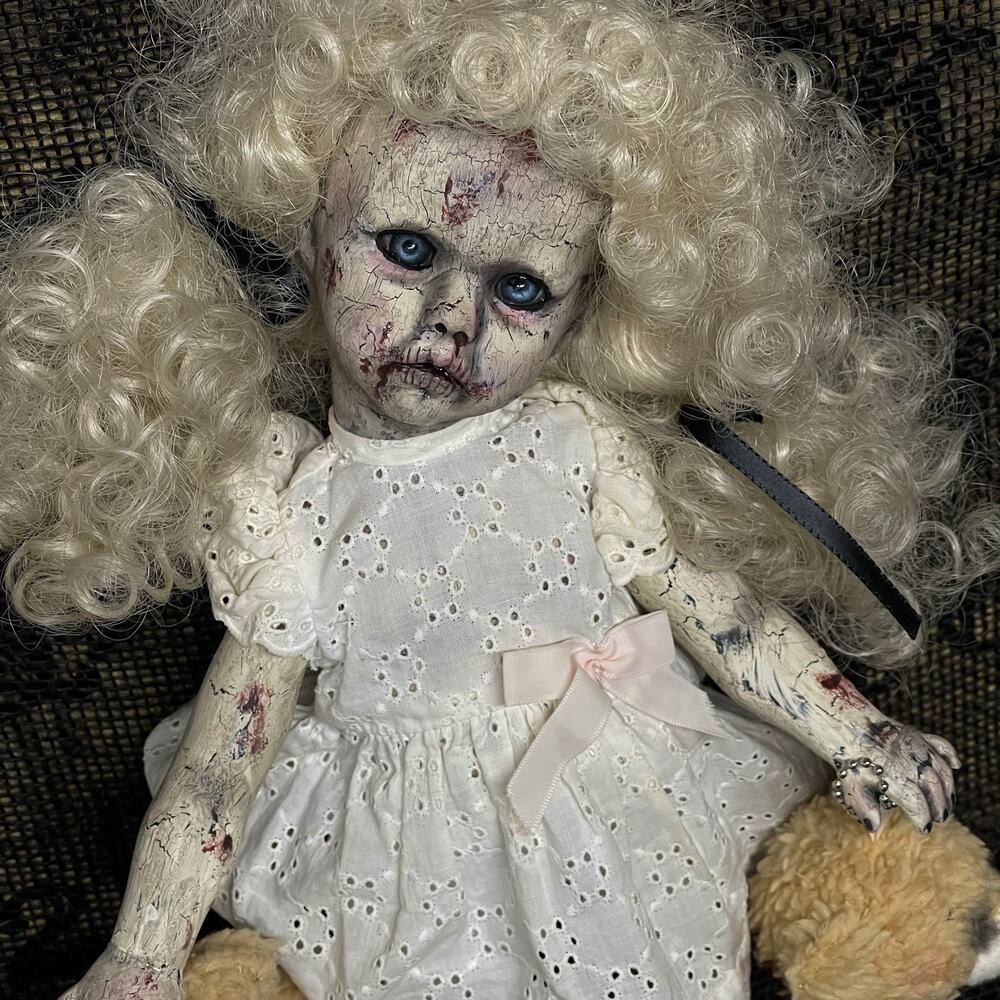 OOAK Creepy Odd 13” Zombie Girl Gore Macabre Gory Halloween Prop Horror Art Doll